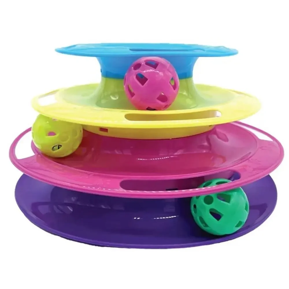Triple Level Cat Toy Tower with Jingle Balls